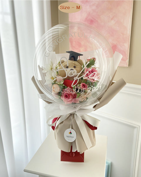 Graduation (Ted Bear) - Flower Balloon Bouquet