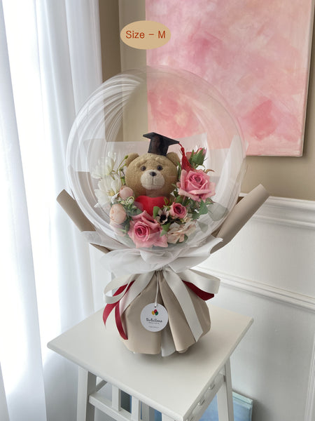 Graduation Ted Bear Flower Balloon Bouquet theBalloons